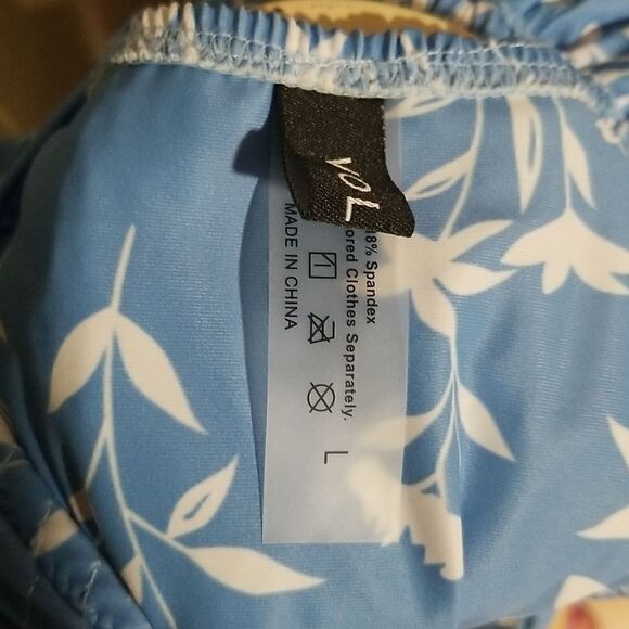 VOLAFA Women's Triangle Bikini String Swimsuit Print Tie Smocked Ruched Two Piec - Picture 6 of 14